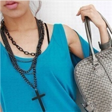 1热卖韩国饰品少女的祈祷十字架多层长款项链女毛衣链X-28