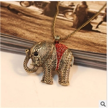 厂家批发欧美范超赞复古满钻大象项链2013新款x-19
