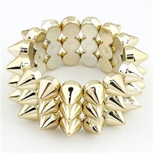 SZ048手饰批发厂家直销欧美热销三层铆钉朋克风弹力个性手镯