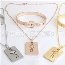 冲上云宵2同款情侣手镯钛钢手镯同心锁情侣手镯金色手镯批发