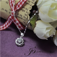 【银跃品牌】时尚八角水晶纯银吊坠99纯银饰品女款项链银饰