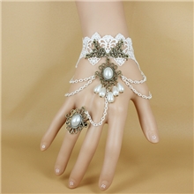 厂价混批原创复古黑色蕾丝手链带戒指节日哥特宫廷手饰GS049