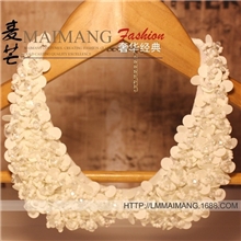 热卖超高质量代工外贸原单珍珠亮片蕾丝水晶花朵边假领子衣领项链