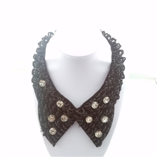 时尚金典韩版水钻珍珠手工黑色假领子