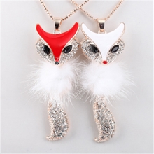 CCC2771白色水貂毛狐狸毛衣链韩版长款配饰项链正宗品牌厂家