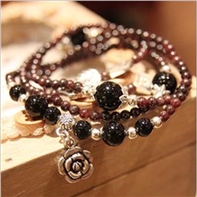 水晶手链女石榴石手链天然玫瑰花手工串珠饰品新款