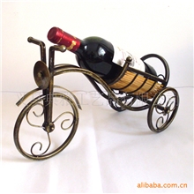 原创设计家居摆饰016时尚竹编工艺大三轮车欧式复古铁艺酒架