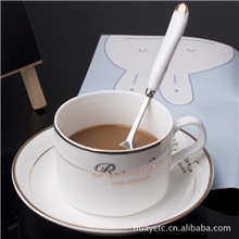 创意杯子水杯陶瓷咖啡杯金边套装可定制logo