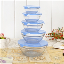 【特价批发】保鲜玻璃碗五件套带盖保鲜烹调玻璃碗套装约1300克