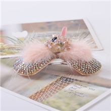 皇饰经典新款韩版发饰冬新款水貂毛水晶满钻蝴蝶结发夹发饰马尾夹