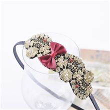 皇饰经典韩版进口波浪形金色蕾丝蝴蝶结发箍头饰