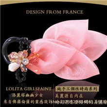 韩版品牌专柜正品闪光欧根纱树叶形粉晶水晶扭扭夹八字夹