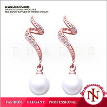 外贸新款热销推荐18K捷克钻欧美风耳钉外贸品牌首饰珍珠耳饰