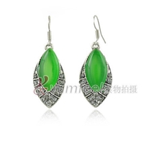 E1053复古闪钻猫眼石水滴形耳环外贸耳环