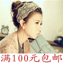 C106镂空花朵蕾丝宽边发箍复古头箍头带发带