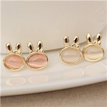 1375韩版欧美复古耳饰猫眼石可爱兔子耳钉耳环批发