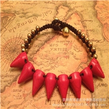 创意民族首饰批发绿松石串珠泰国蜡线手工编制手链一件代发