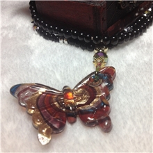 创意旅游饰品批发108颗烤瓷串珠配饰琉璃吊坠秋冬款毛衣链