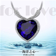 保色金泰坦尼克号海洋之心奢华水晶项链项链批发