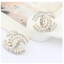 大牌新潮珍珠水晶欧美热卖夸张字母耳钉耳坠EH2014