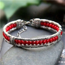 007#民族饰品批发纯手工藏风手链藏饰手镯（红