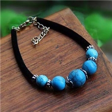 932#民族饰品批发渐变松石好运手链开运一路红