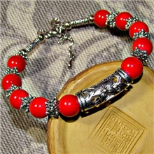 726#民族饰品批发龙珠手链镂空藏银松石手饰