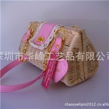 藤编厂家供应瑞丽新款出口日本LIZLISA手袋化妆包藤编包