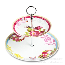 厂家直供家居创意精品果盘西式双层组合点心盘创意陶瓷盘可混