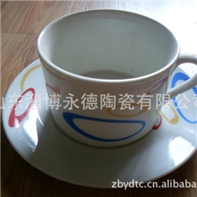 【厂家直供质量保证】可定制个性LOGO220cc直身陶瓷杯碟餐具