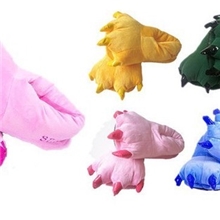 史迪仔奇老虎恐龙脚爪子卡通保暖家居毛毛绒玩具拖鞋情侣创意礼物