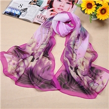丝巾批发印花雪纺丝巾网店热销荷花丝巾围巾FX-027