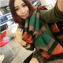 秋冬新品复古流苏仿羊绒拉毛条纹围巾披肩340