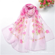 长期供应印花丝巾小玫瑰雪纺丝巾J-055