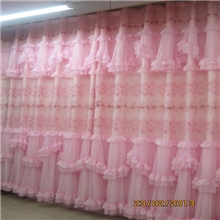 弘成布艺供应成品蕾丝窗帘批发喜庆结婚房间韩式窗帘厂家直销