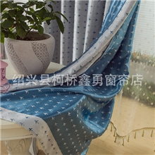 厂家直销新款田园风格阳离子提花遮光布窗帘批发零剪