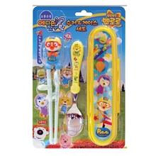 韩国原装进口正品PORORO小企鹅学习筷子勺子盒子套装3款可选