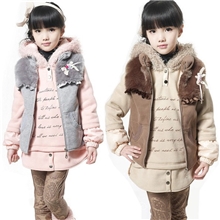 2013韩版秋冬装女童外套马甲大卫衣两件套加厚童卫衣童装冬装