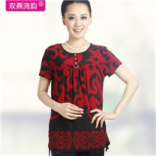 【清仓】常熟批发中老年大码女装夏装短袖T恤时尚妈妈装上衣414