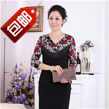 秋装新款妈妈装长袖中老年女装打底衫大码T恤中年女爆款特批