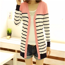 2013秋装新款韩版女装长袖开衫女针织衫潮女条纹修身外套针织