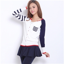 品质2013秋装新款韩版韩版彩色扣长袖女士针织衫开衫打底衫外套