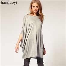 超阔超长蝙蝠衫长袖T恤宽松针织T恤2色6码全包邮