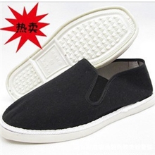 上海工艺白底男女布鞋松紧口塑胶平底休闲布鞋防滑黑色工作鞋批发