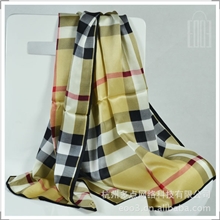 生产厂家】B家3色新款外贸真丝长丝巾格子围巾长丝巾披肩礼品批发