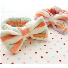 超可爱大蝴蝶结束发带粉紫色条纹蝴蝶结洗脸化妆美容束发带特价