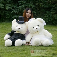 厂家直销毛绒玩具批发婚庆压床娃娃情侣泰迪熊婚纱熊大号一对