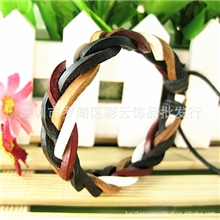 日韩皮手链纯手工多条皮编织手环手带手链特价热卖时尚休闲皮手链