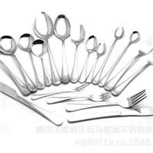 不锈钢光面圆柄西餐刀叉勺套装礼品