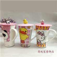 带杯盖Hellokitty陶瓷杯卡通水杯卡通多款式创意超大容量马克杯